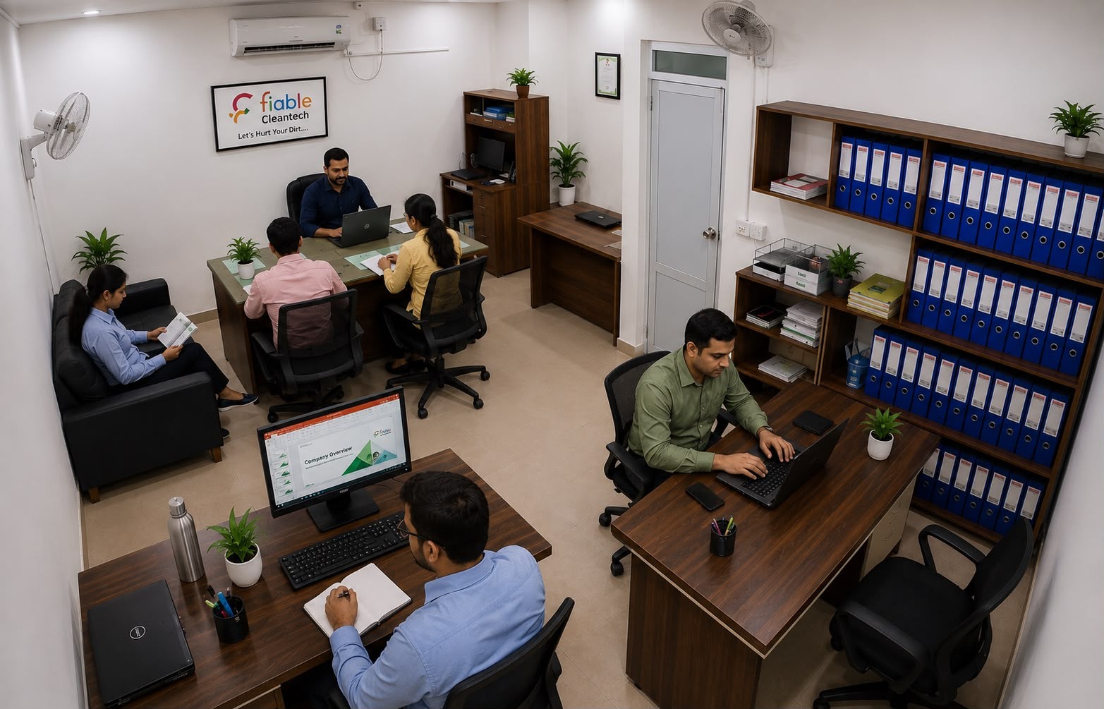 Fiable Cleantech head office team at work in Dehradun